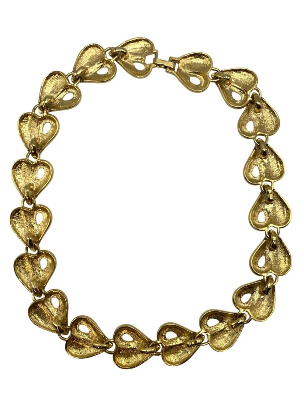 Vintage Heart Necklace Enamel Cream Navy Blue Gold Tone 1980s 80's Retro Y2K - Picture 7 of 8